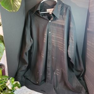 PellePelle Shirt Men's Size 3XL Black Button Down Cuffed Sleeves Collard Neck